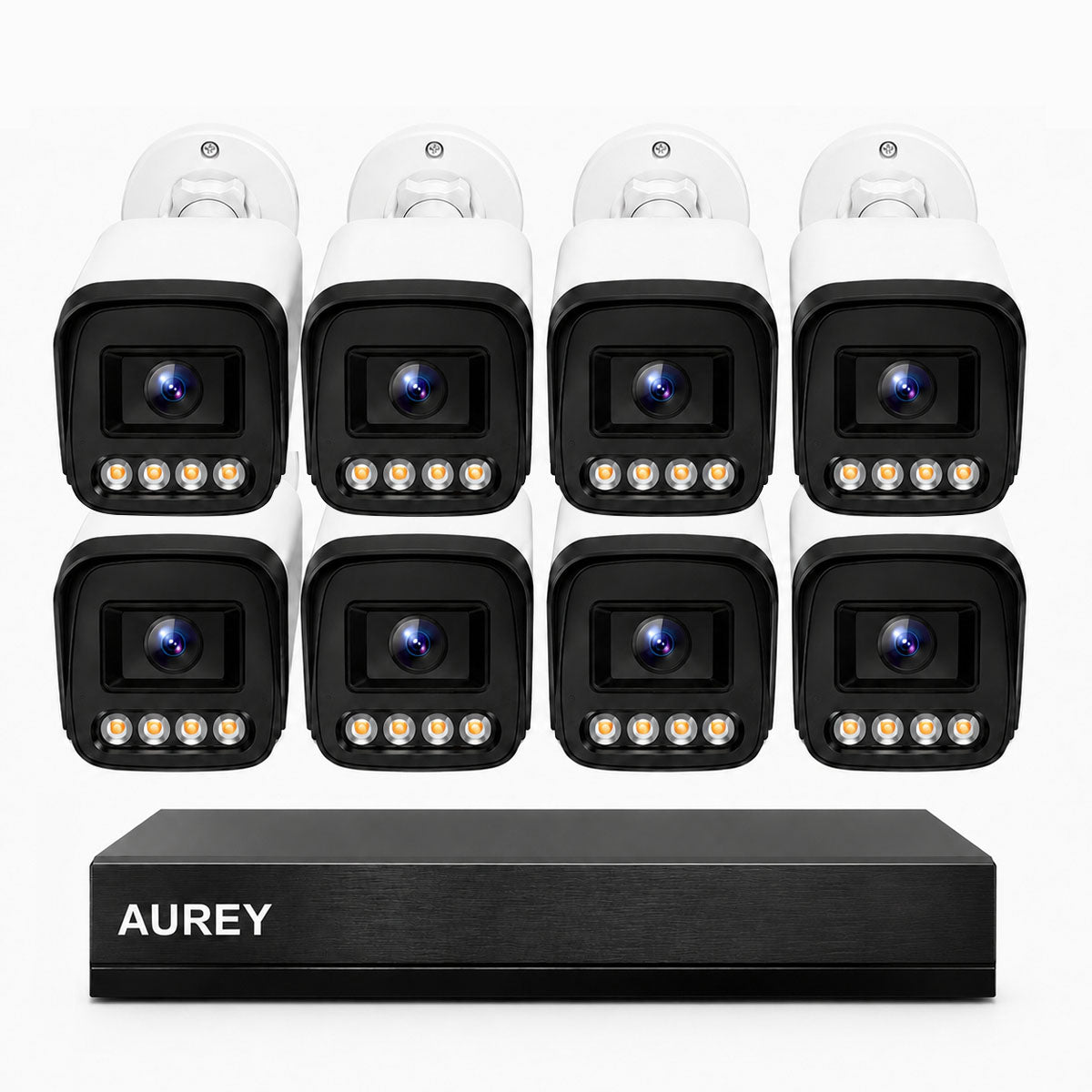 AUREY 8-Channel PoE Security Camera System, 8-Camera Wired CCTV Kit with NVR, Night Vision & Remote Viewing, Hard Drive Not Included