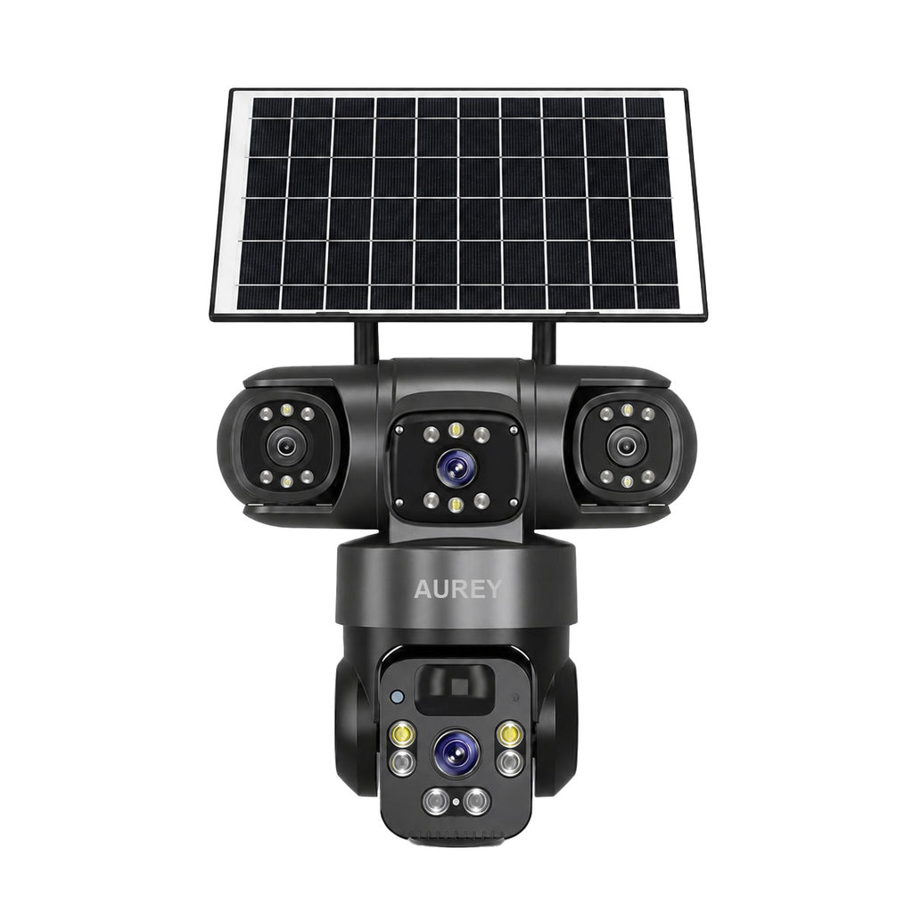 AUREY Solar 4G 6MP Triple-lens PTZ Security Camera – SIM Card, Motion Alerts
