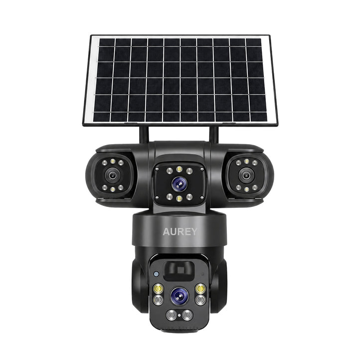 AUREY Solar 4G 6MP Triple-lens PTZ Security Camera – SIM Card, Motion Alerts