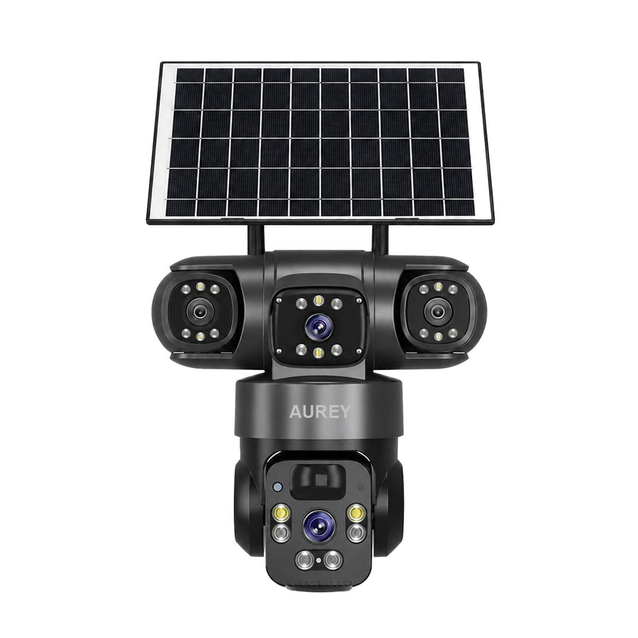 AUREY Solar 4G 6MP Triple-lens PTZ Security Camera – SIM Card, Motion Alerts