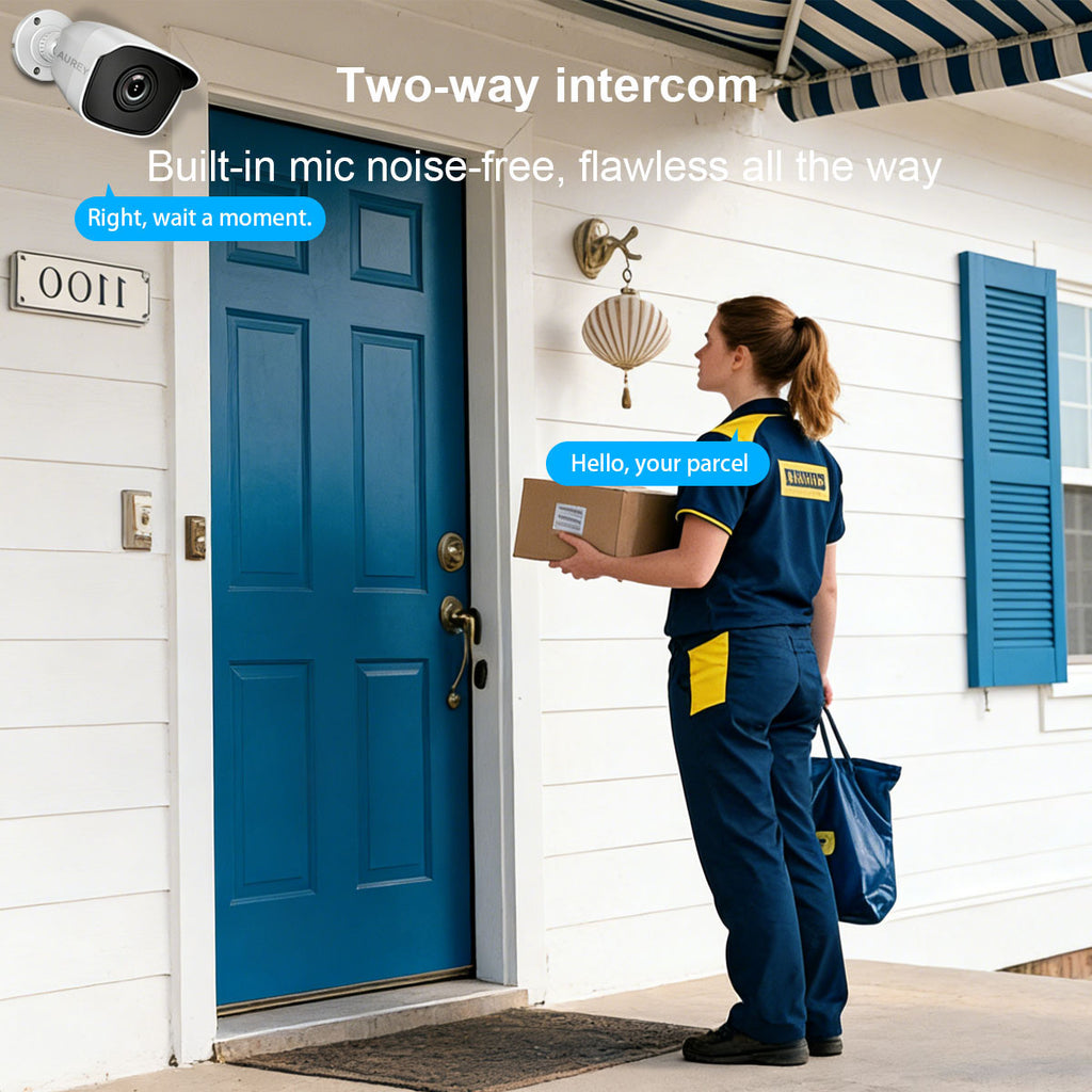AUREY 8-Channel 2MP Compact Wired Security Camera System with 500GB Hard Drive, Outdoor CCTV Kit with DVR, Night Vision & Remote Viewing