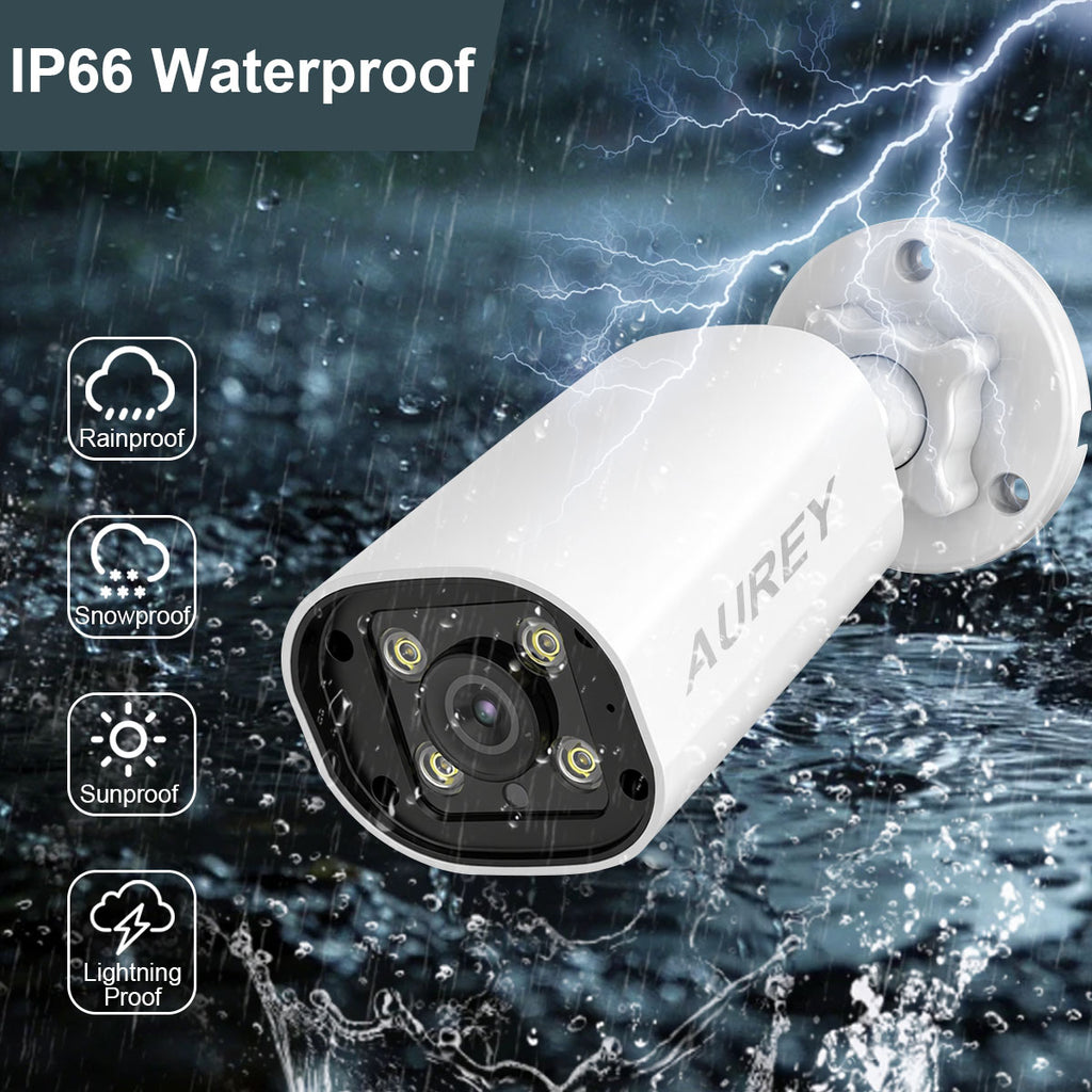 AUREY PoE Bullet Security Camera, Outdoor CCTV Camera with Night Vision, Motion Detection & Remote Monitoring, Camera Only