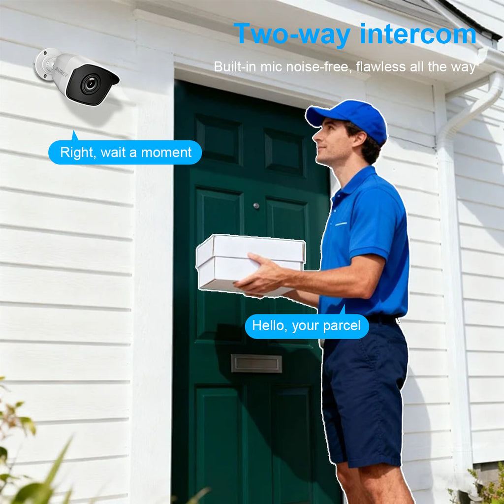 AUREY 4-Channel Wired Security Camera System, Compact Outdoor CCTV Kit with DVR, Night Vision & Remote Viewing, Hard Drive Not Included