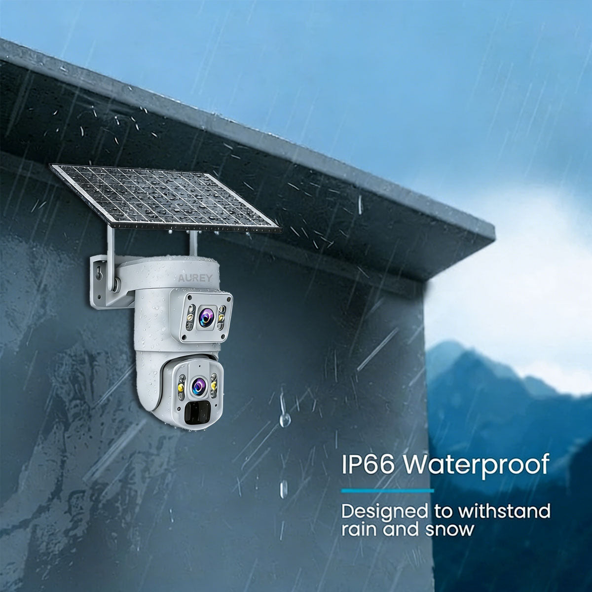 AUREY Solar 4G Dual-Lens 4MP PTZ Security Camera,Outdoor Camera with Smart alarm, Two-Way Audio & IP66 Waterproof