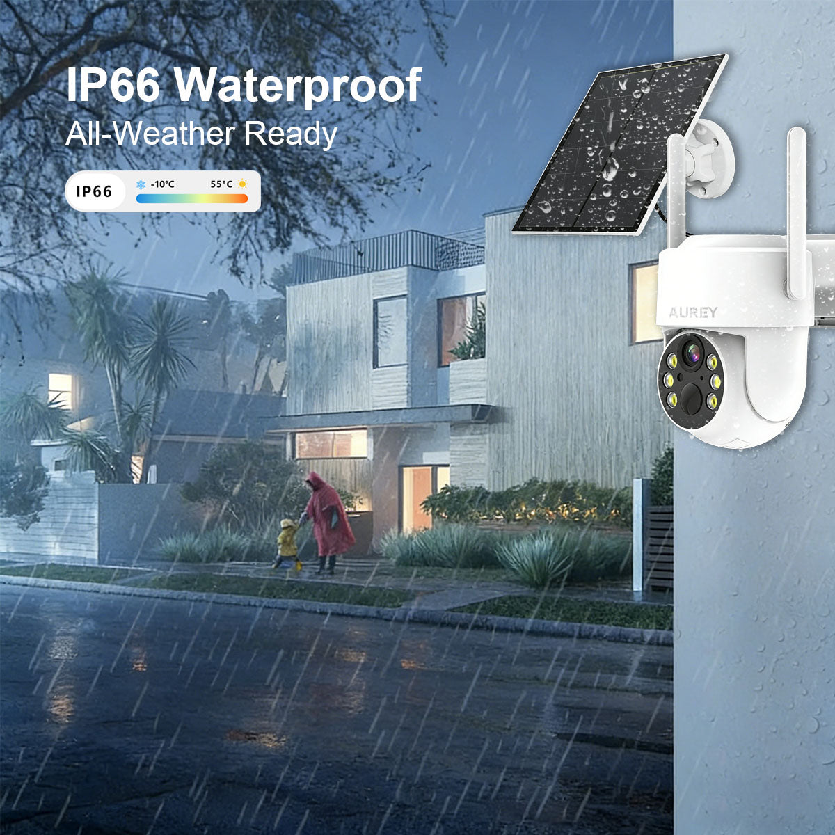 AUREY WiFi 5MP Solar Security Camera, Outdoor PTZ CCTV Camera with Solar Panel & Remote App Viewing