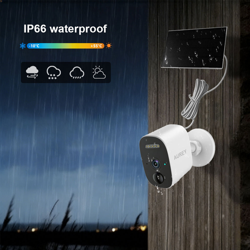 AUREY 4G Solar 2MP Battery Security Camera, Outdoor Camera with Solar Panel, Night Vision & Motion Alerts