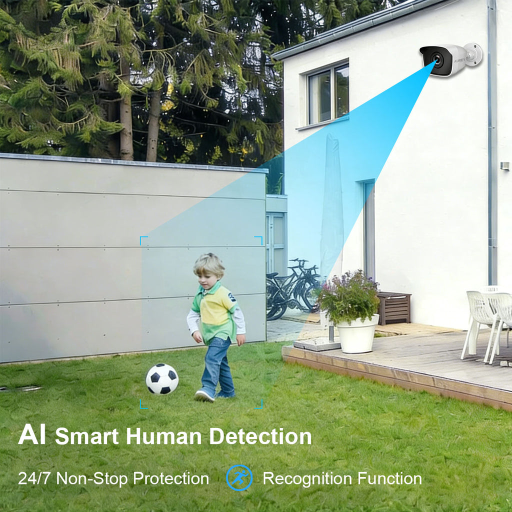 AUREY 4-Channel Wired Security Camera System, Compact Outdoor CCTV Kit with DVR, Night Vision & Remote Viewing, Hard Drive Not Included