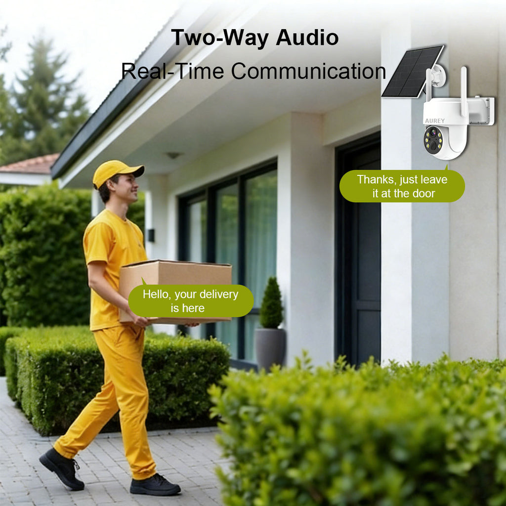 AUREY WiFi 5MP Solar Security Camera, Outdoor PTZ CCTV Camera with Solar Panel & Remote App Viewing