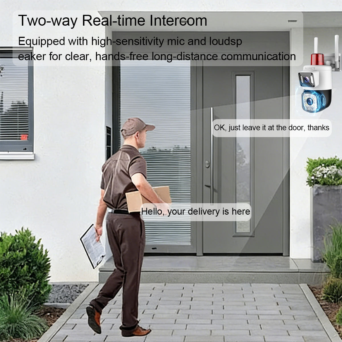 Dual-Lens WiFi 4MP  PTZ Security Camera with Siren Alarm Light, Outdoor Camera with Night Vision & Two-Way Audio