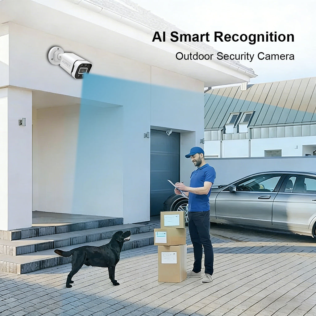 AUREY 4-Channel 5MP Wired Security Camera System with 500GB Hard Drive, 4-Camera CCTV Kit with DVR, Night Vision & Remote Viewing