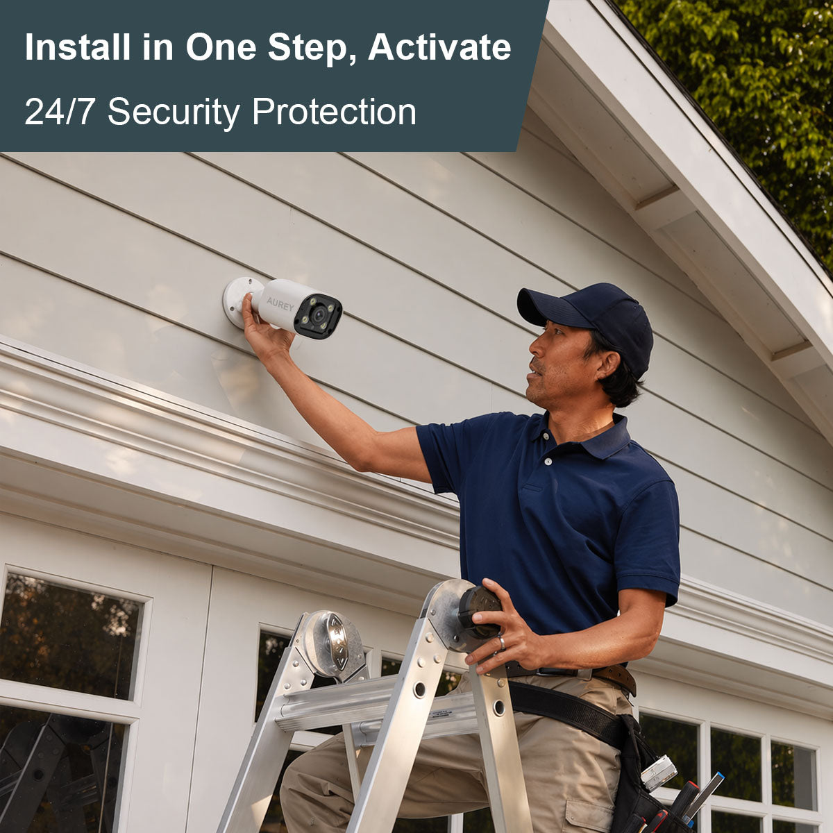 AUREY PoE Bullet Security Camera, Outdoor CCTV Camera with Night Vision, Motion Detection & Remote Monitoring, Camera Only