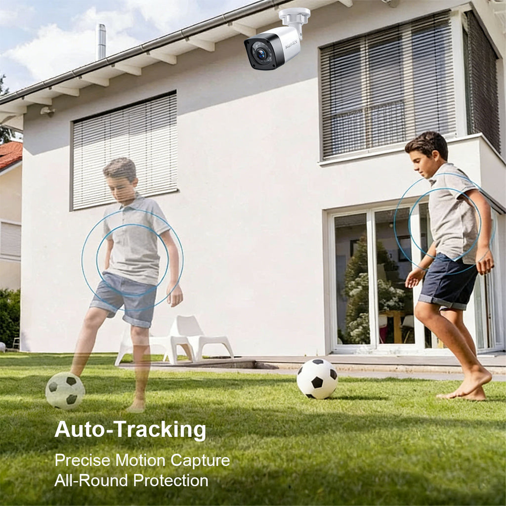 AUREY 4-Channel Wired Security Camera System with 500GB Recorder, Outdoor CCTV Kit with Night Vision & Remote Viewing