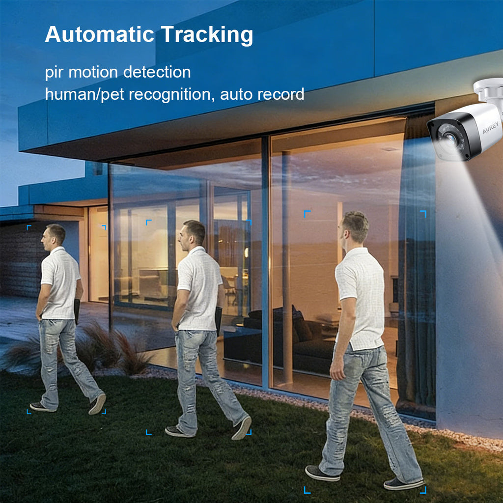 AUREY 8-Channel 3MP Wired Security Camera System with 1TB Hard Drive, 8-Camera Outdoor CCTV Kit with DVR, Night Vision & Remote Viewing