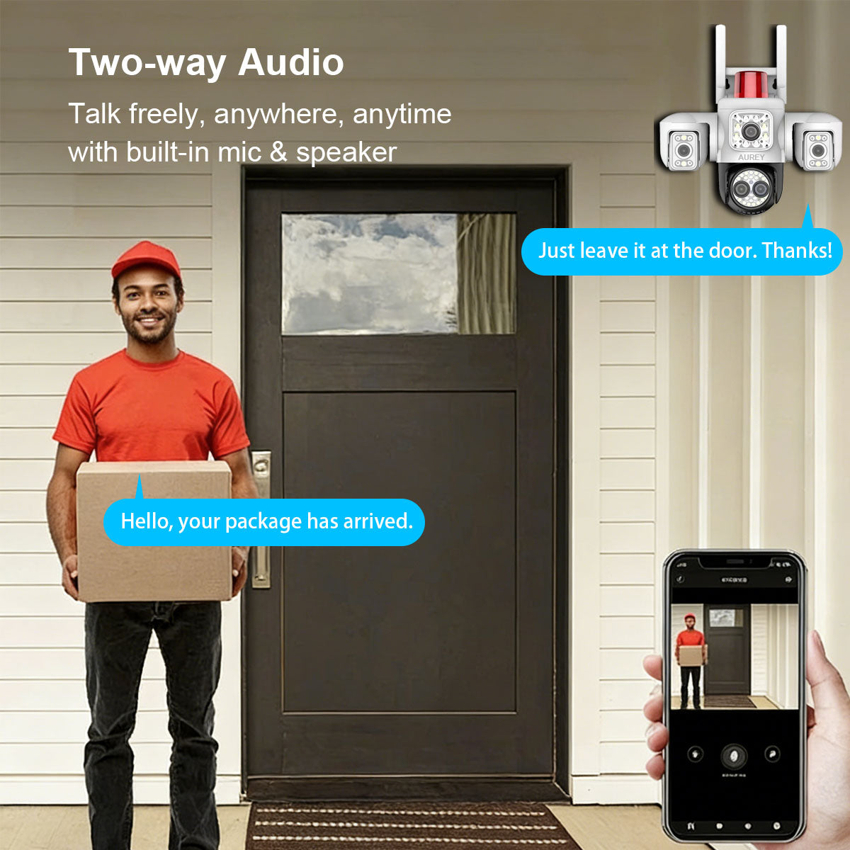 AUREY B3W-1 10X Zoom 6MP Triple-lens WiFi PTZ Security Camera , Siren Alarm, Night Vision & Two-Way Audio