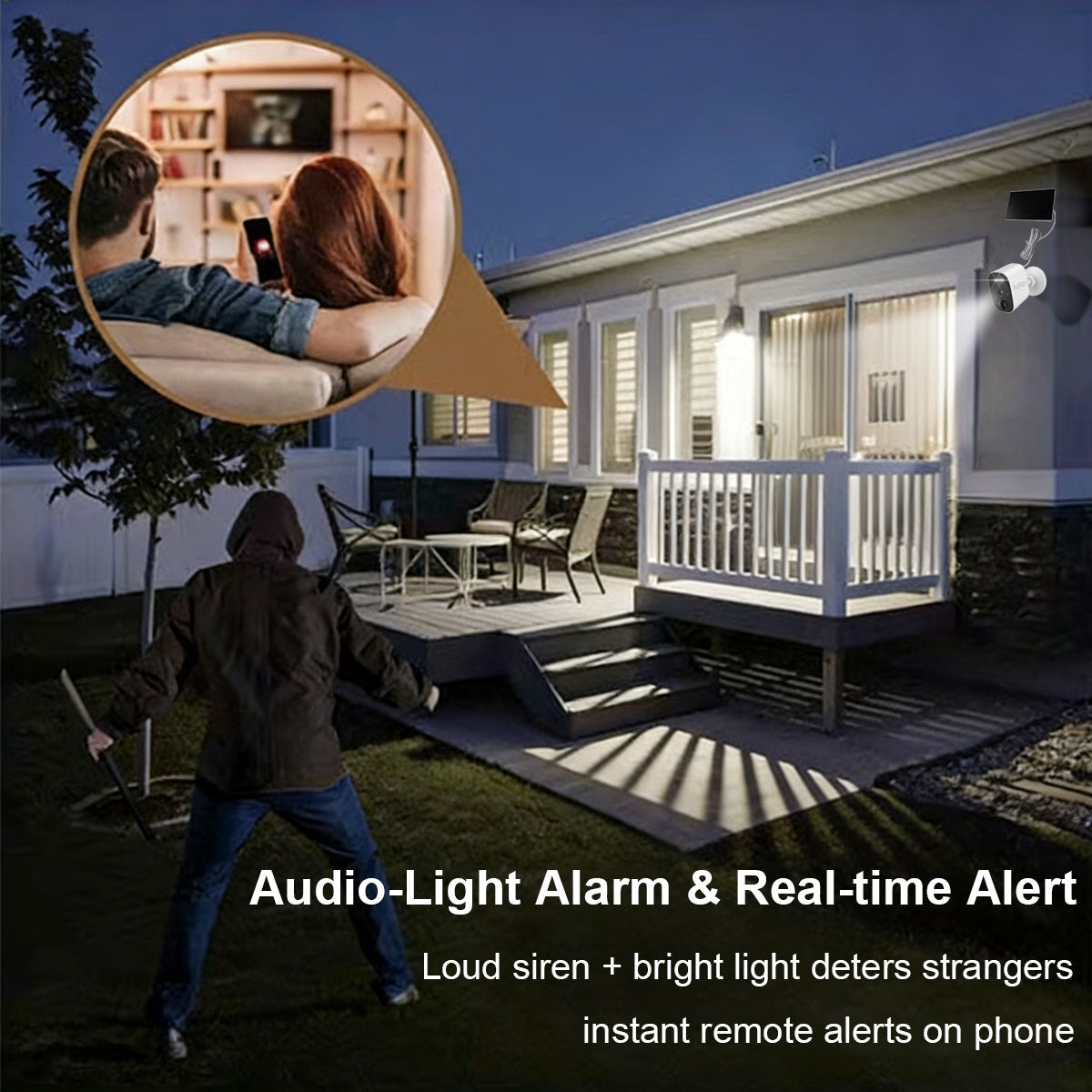 AUREY Solar 2MP WiFi Battery Security Camera, Outdoor Camera with Night Vision, Motion Detection & Two-Way Audio