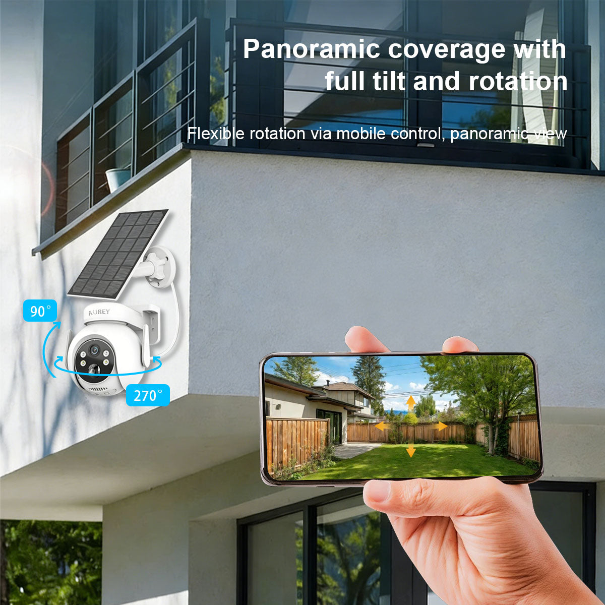 Aurey Solar 4G PTZ Security Camera, 2MP Outdoor Camera with Color Night Vision, Two-Way Audio & IP66 Waterproof
