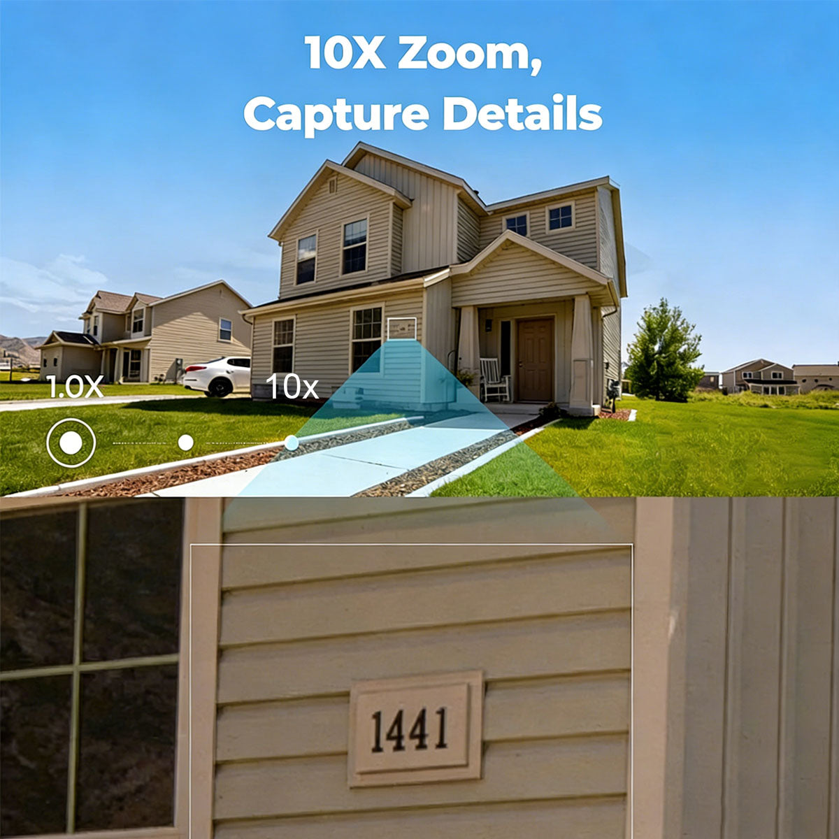 AUREY B5W 10X Zoom 4MP Dual-Lens WiFi PTZ Security Camera with Siren Alarm, Night Vision & Two-Way Audio