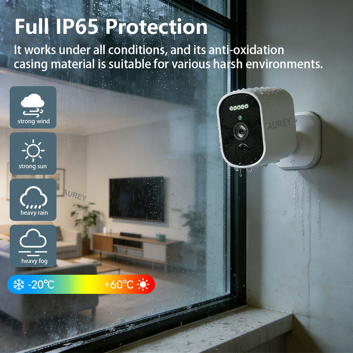 AUREY WiFi 2MP Battery Security Camera, Outdoor Camera with Night Vision, Motion Detection & Two-Way Audio