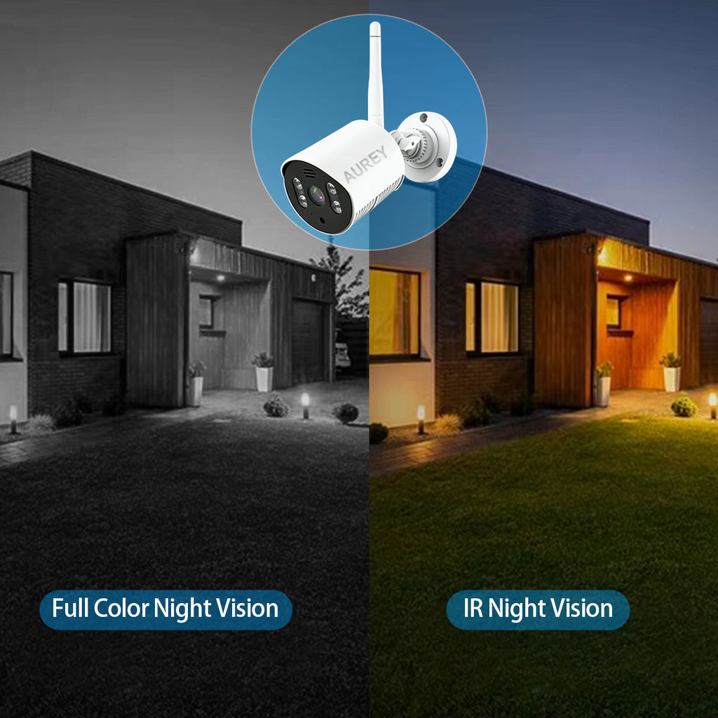 AUREY 4-Channel 3MP WIFI Security Camera System with Monitor, 4-Camera CCTV Kit with Screen, Night Vision & Remote Viewing, Hard Drive Not Included