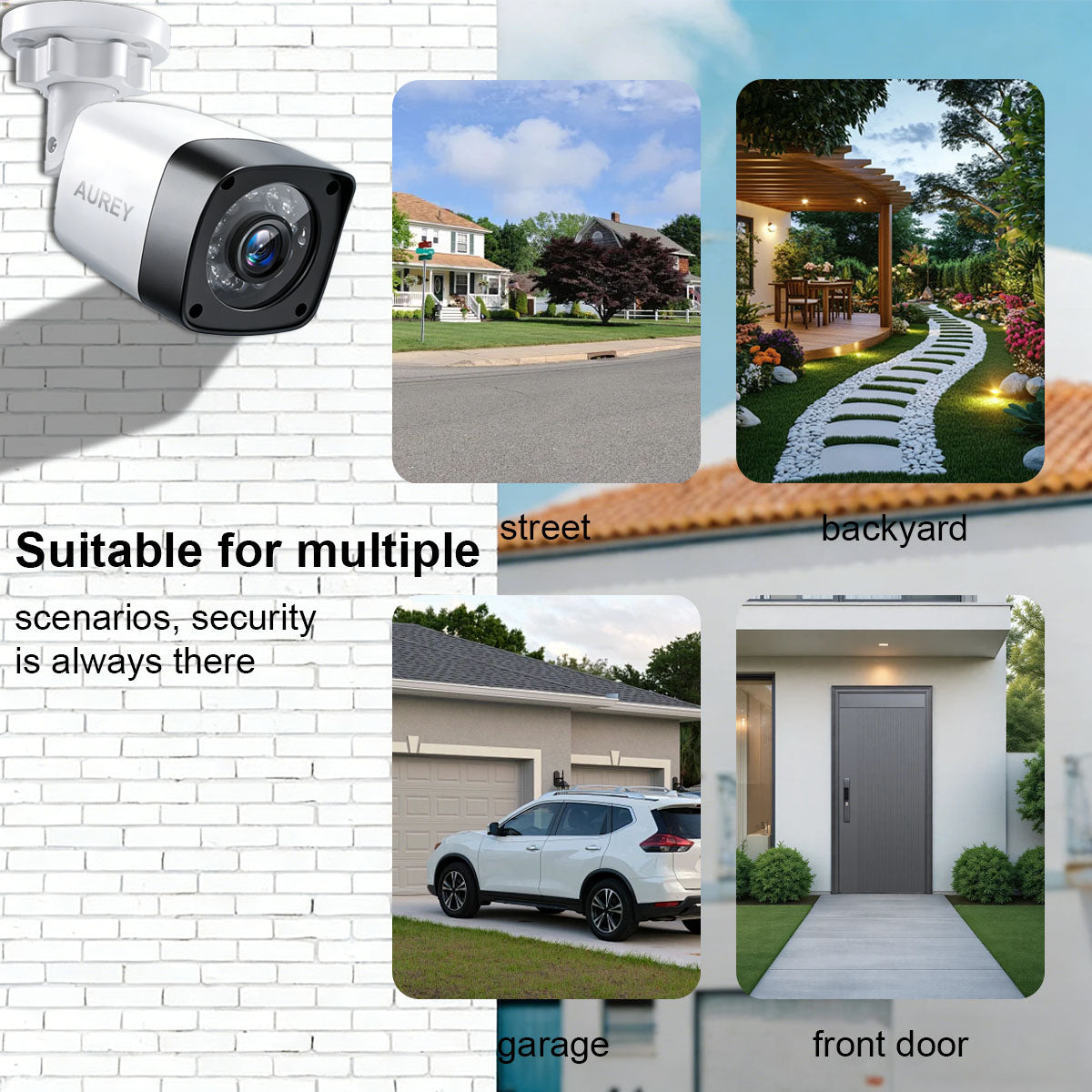 AUREY 4-Channel Wired Security Camera System with 500GB Recorder, Outdoor CCTV Kit with Night Vision & Remote Viewing