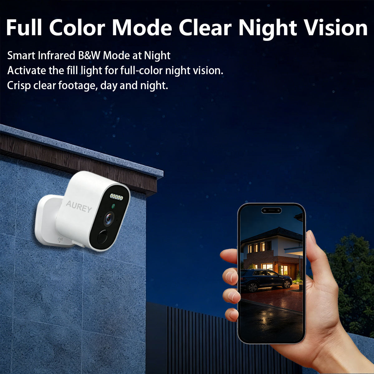 AUREY WiFi 2MP Battery Security Camera, Outdoor Camera with Night Vision, Motion Detection & Two-Way Audio