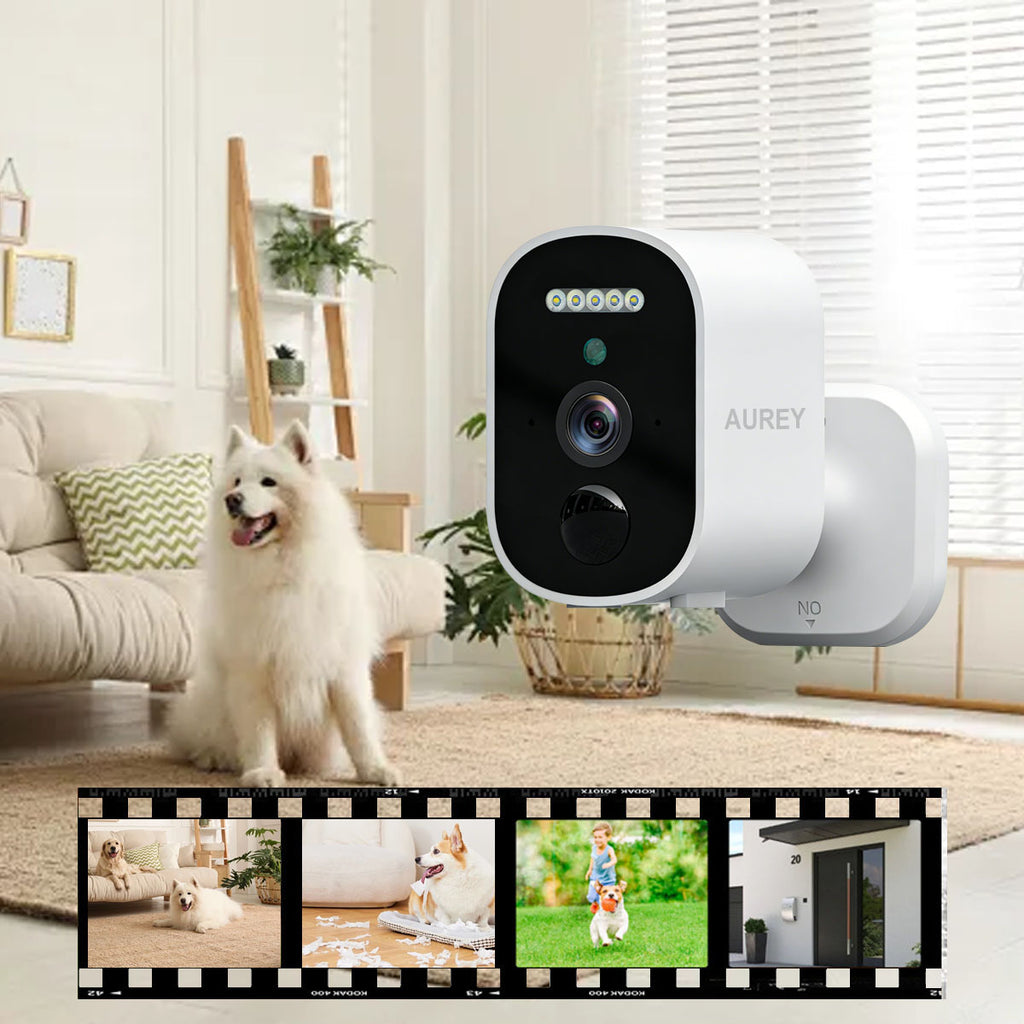AUREY WiFi 2MP Battery Security Camera, Outdoor Camera with Night Vision, Motion Detection & Two-Way Audio