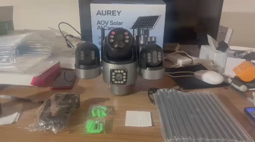 AUREY Solar 4G 6MP Triple-lens camera Outdoor  Camera with Night Vision, Motion Detection & Two-Way Audio